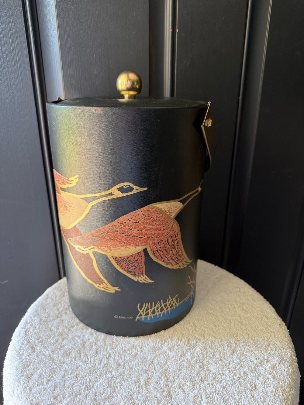 Black Couroc Ice Bucket Faux Leather Water Foul Design